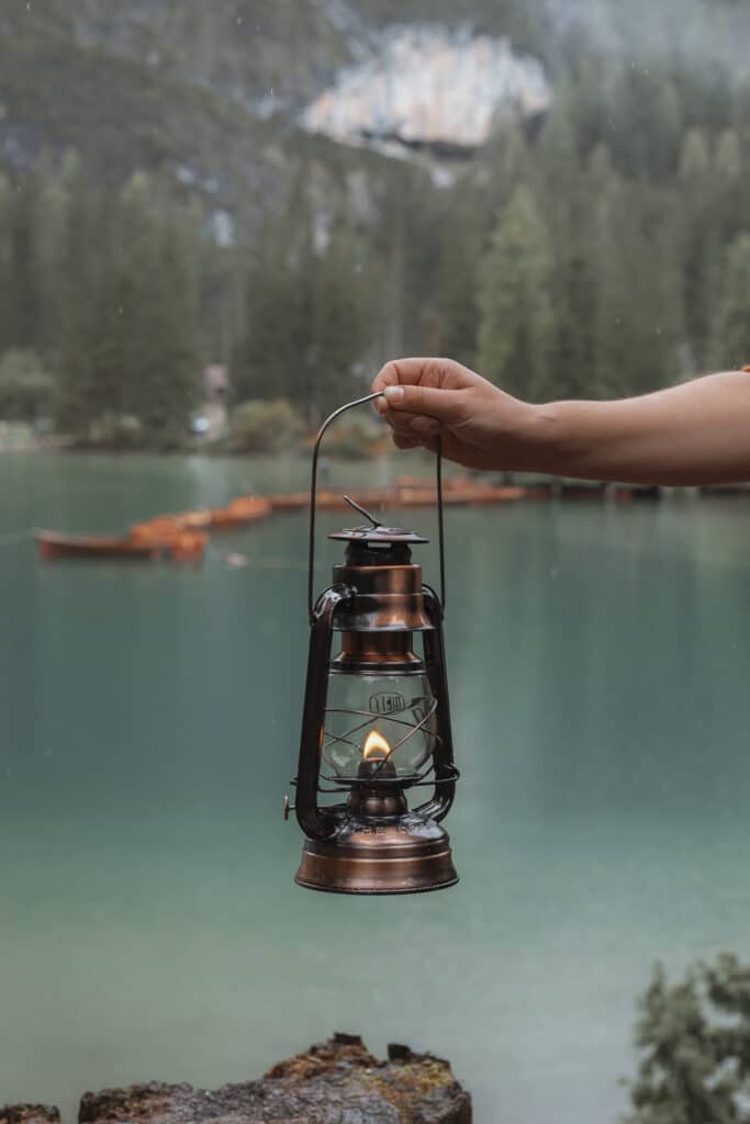Lantern at Lago di Braies, Italy
