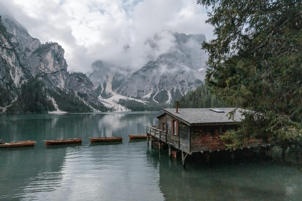 Lago di Braies Boat House, Italian Dolomites