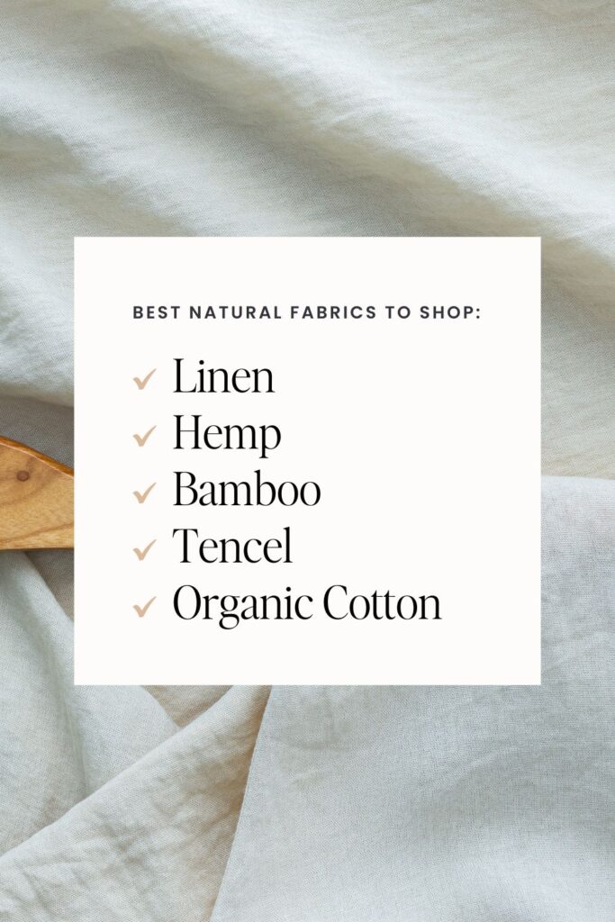 Image of a list showcasing best natural fabrics including linen, hemp, bamboo, Tencel, and organic cotton, essential for a sustainable capsule wardrobe.