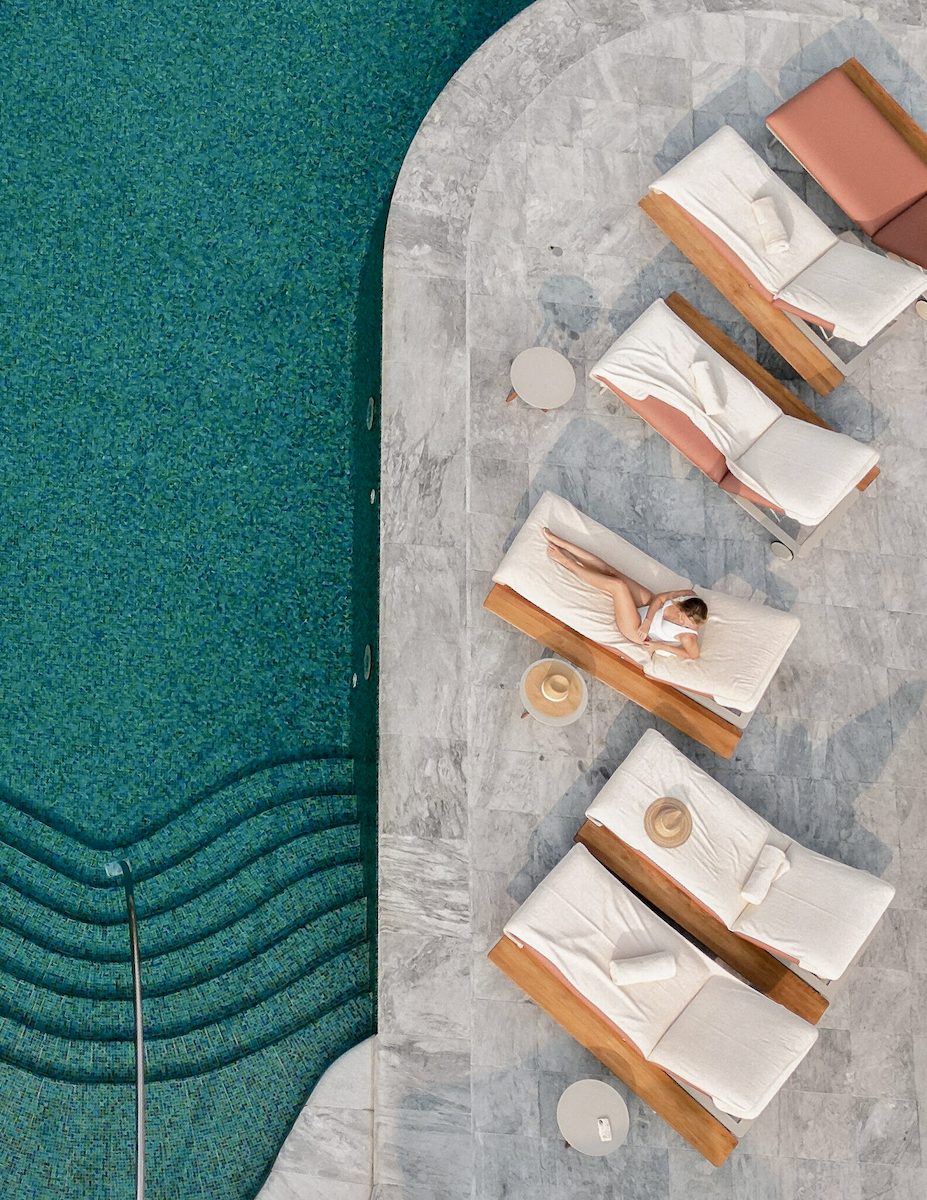 Aerial shot of the Four Seasons Ritz Carlton Balcony Lisbon Pool