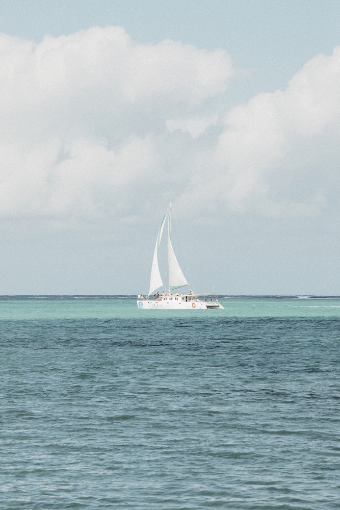 Catamaran going to Île aux Cerfs, a private Island in Mauritius