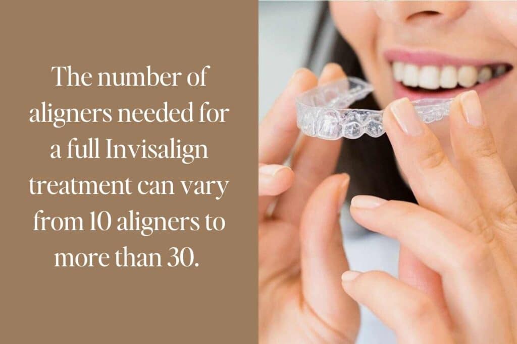 A woman smiling as she prepares to insert a clear Invisalign aligner, showcasing the aligner's transparency and fit - Is Invisalign worth it for adults?