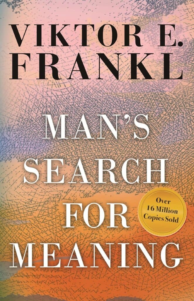 Cover of 'Man's Search for Meaning' by Viktor E. Frankl, with the title in bold black letters over a textured background that transitions from dark to light shades.